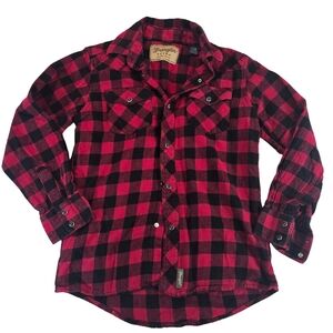 Wrangler Womens Red and Black Plaid Button Down Shirt